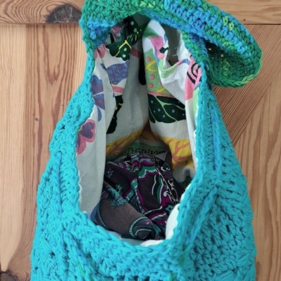 Hand Crafted Crochet Cotton Back Pack Bag Purse Tote - Picture 8 of 16